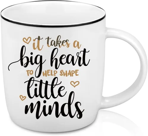 Quimoy Taza de café con texto en inglés "It Takes A Big Heart", regalos inspiradores para profesores, taza de agradecimiento para graduación y