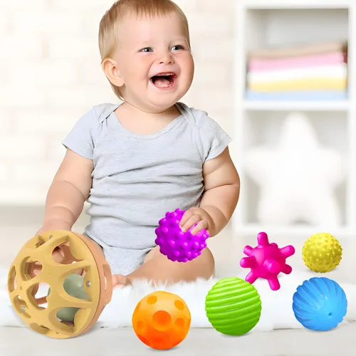 Miniatura 9 de Bolas sensoriales para bebés, paquete de 6, pelota para niños pequeños de 1 a 3, juguetes Montessori suaves y texturizados para bebés de 6 a 12
