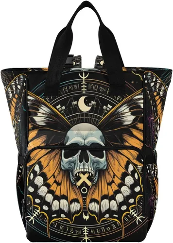 Miniatura 15 de MNSRUU Bolsa de pañales de calavera gris, mochila multifunción para pañales de viaje, bolsa de pañales de gran capacidad, mochilas para cambiar