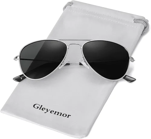 Miniatura 30 de Gleyemor Lentes de sol polarizados estilo aviador para niños y niñas, jóvenes, adolescentes, dos tamaños de 1.969 in y 2.047 in