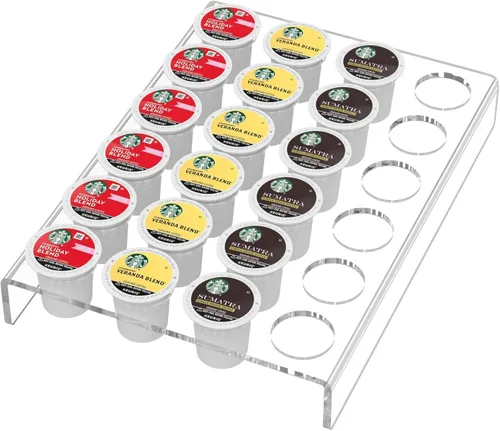 Miniatura 3 de AITEE Organizador de cajones de acrílico K Cup, bandeja organizadora de tazas K transparente para almacenamiento de cajones o encimeras, capacidad