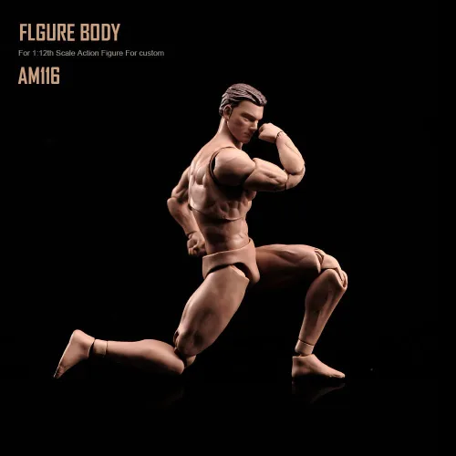 Miniatura 7 de Figura de acción masculina a escala 1:12 AM116 Cuerpo de figura masculina muscular personalizada flexible de 6 pulgadas, muñecas de PVC en miniatura