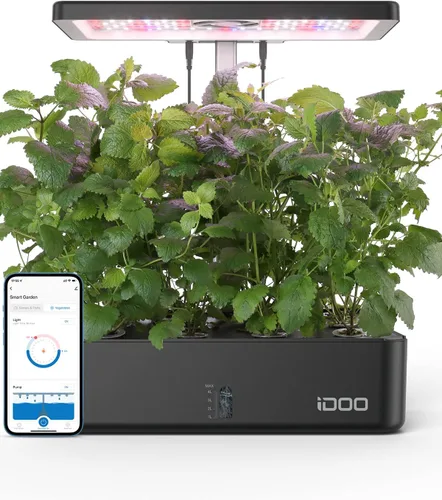 Miniatura 9 de iDOO Kit de sistema de cultivo hidropónico, 12 cápsulas, regalos de Navidad para mujeres, mamá, jardín de hierbas para interiores con luz LED