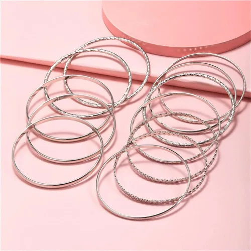 Miniatura 6 de Juego de 16 pulseras de oro para mujer, pulseras texturizadas apilables de varias capas, juego de joyas bohemias.