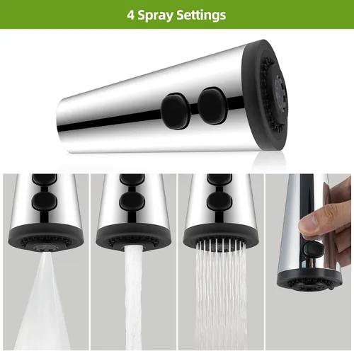 Miniatura 4 de Cabezal de llave de cocina de repuesto de 4 funciones universal con rociador de fregadero de cocina extraíble con 15 adaptadores compatibles