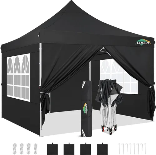 Miniatura 12 de COBIZI Tienda de campaña desplegable de 10 x 20 pies con 6 paredes laterales extraíbles, toldo comercial fácil de instalar, impermeable y gazebo