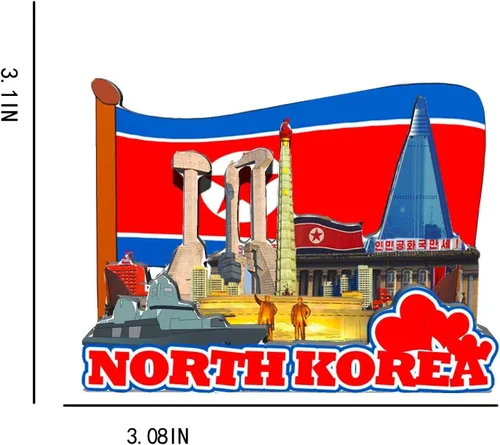 Miniatura 3 de Imán de Corea del Norte de Corea del Norte para nevera Monumentos de madera 3D Monumentos coleccionables de viaje Decoración hecha a mano -632