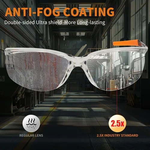 Miniatura 2 de VICOGARD - Paquete de 2 lentes de seguridad transparentes de alta calidad para hombres y mujeres con lentes envolventes antivaho y resistentes a
