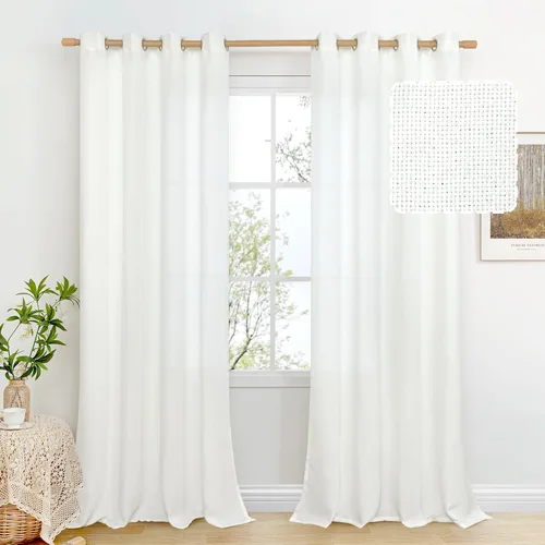 Miniatura 40 de BGment Cortinas de Lino Beige de 63 Pulgadas de Largo 2 Paneles - Tratamientos para Ventanas con Textura de Arpillera Filtrantes de Luz Cortinas