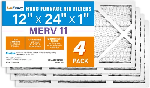 Miniatura 13 de LotFancy Filtro de aire MERV 8 de 12 x 24 x 1, paquete de 4 unidades, tamaño real: 11.75 x 23.75 x 0.75 pulgadas, reemplazo plisado para horno