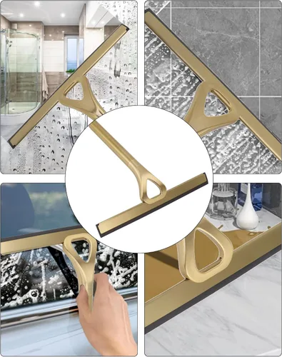 Miniatura 2 de Escobilla de ducha de acero inoxidable con gancho, escobilla de ventana multiusos de 8.9 pulgadas para puertas de vidrio de baño, espejos, paredes