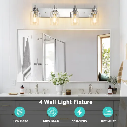 Miniatura 6 de Lámparas de baño de 3 luces, modernas luces de tocador negras para accesorios de iluminación de baño, accesorios de iluminación sobre espejo