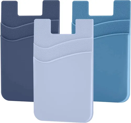 Miniatura 9 de SHANSHUI Billetera para Teléfono, Paquete de 3 Portadores de Tarjetas de Crédito para Billetera de Teléfono Negra Adherible de 2 Ranuras para Casi