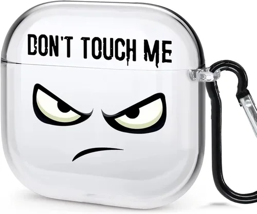 Miniatura 11 de Funda transparente para AirPod Pro 2019, Don't Touch My PODS, funda negra con llavero de ojos grandes, linda caricatura para AirPods Pro, funda