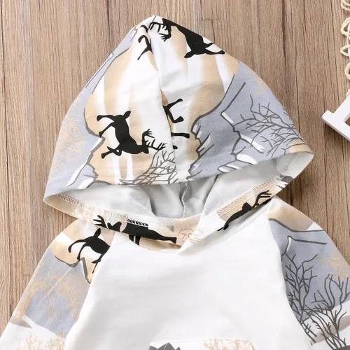 Miniatura 3 de Conjunto de 2 piezas de sudadera con capucha para bebé y niño, diseño de dinosaurio. Atuendo de otoño e invierno.