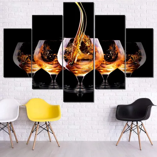 Miniatura 11 de TUMOVO - 5 cuadros de vino tinto con impresión de alta definición sobre lienzo.