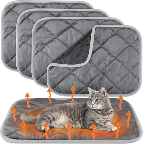 Miniatura 61 de Paquete de 4 Almohadillas Autocalentables para Gatos, Alfombrilla Autocalentable para Perros que Refleja el Calor Corporal, Almohadilla Térmica