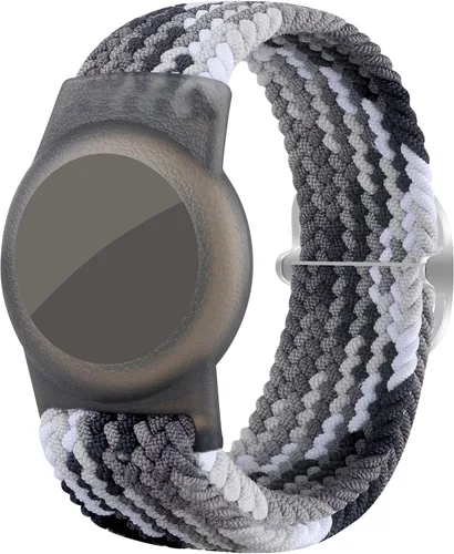 Qonuiy Pulsera para niños compatible con AirTag, pulsera elástica de nailon trenzado para AirTag, funda protectora para Airtag GPS, correa de reloj