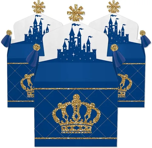 Miniatura 2 de Big Dot of Happiness Royal Prince Charming – Caja de regalo para fiestas – Baby Shower o fiesta de cumpleaños – Cajas de regalo – Juego de 12