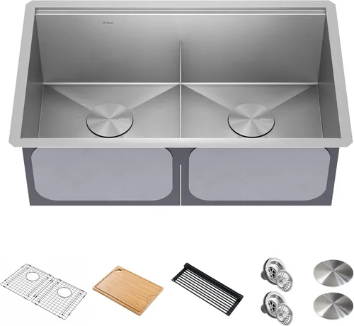 Miniatura 16 de KRAUS KWU111-23 Kore - Fregadero de cocina con estación de trabajo de 23 pulgadas, para empotrar, cuenco individual, de acero inoxidable calibre 16