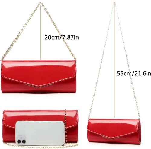 Miniatura 5 de Bolso de mano de cuero de charol para mujer, elegante bolso cruzado para el hombro, bolso para Navidad, boda, fiesta, baile de graduación