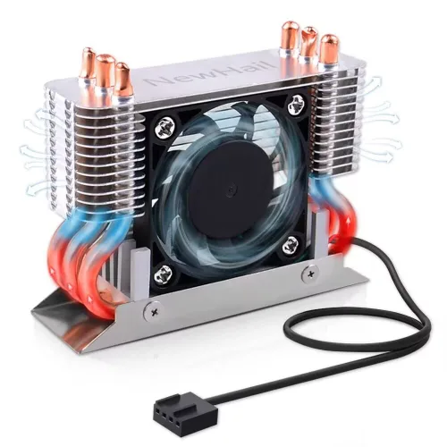 Disipador de calor SSD M.2 2280 de 12 V con ventilador de enfriamiento PWM de 1.575 in, tubos de calor de cobre y almohadilla térmica, enfriador SSD