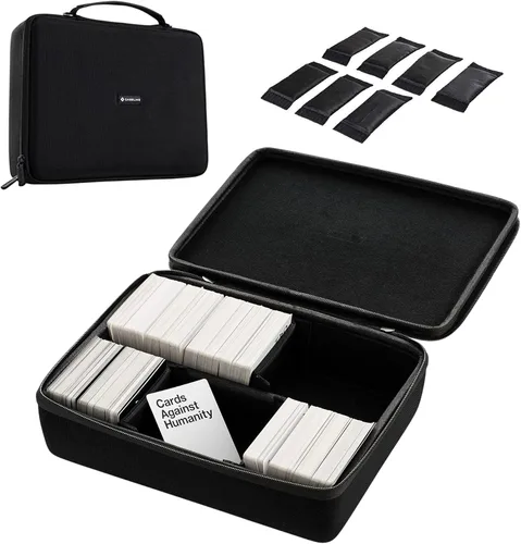 Estuche extragrande duro Caseling (2 filas) para Juego de tarjetas C. A. H. Para el juego principal de tarjetas y 6 expansiones más. Incluye 6 Negro