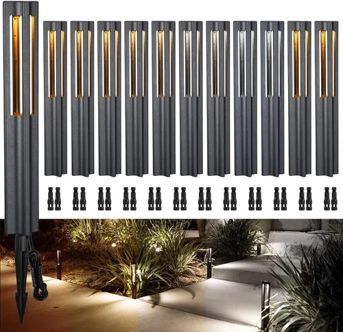 Miniatura 9 de LEONLITE Paquete de 12 luces de paisaje de bajo voltaje, efectos de iluminación únicos, luces LED de camino, 172 lúmenes, 3 W, 12-15 V CA/CC, IP65