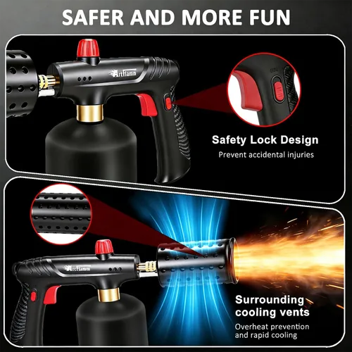 Miniatura 2 de ARTFLAMM - Antorcha de propano con bloqueo de seguridad, potente pistola de soplete de cocción para parrilla, barbacoa, al vacío y carbón, diseño