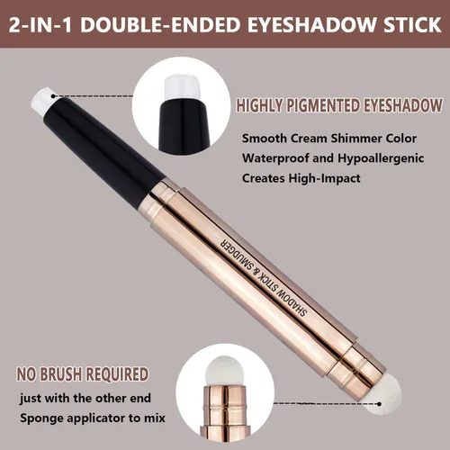 Miniatura 3 de Lápiz delineador de ojos y barra de sombra de ojos blanca, maquillaje en crema con brillo, suave y brillante, glitter, mate, lápiz único, primer