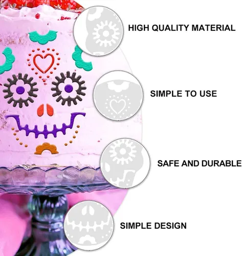 Miniatura 2 de 8 plantillas de pintura de calavera para Halloween, plantillas de pintura de plástico para niños, papel, vidrio, madera, paredes
