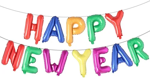 Miniatura 11 de Cartel de Feliz Año Nuevo de 16 pulgadas - Globo de aluminio 2021 para decoración de fiestas, suministros de celebración (negro)