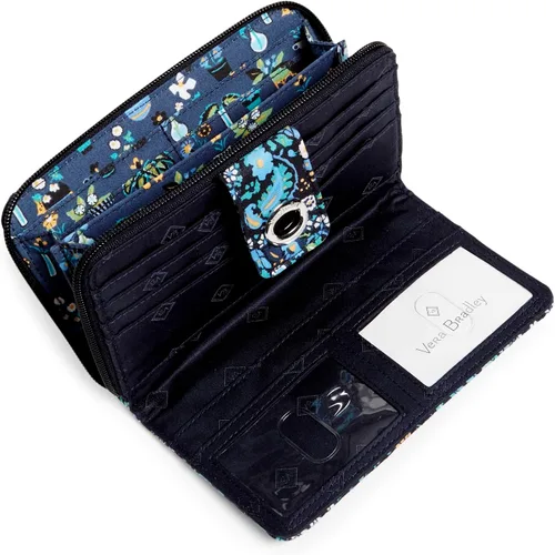 Miniatura 2 de Vera Bradley - Cartera de algodón para mujer, con cierre giratorio (Turnlock) y protección contra interferencia de radiofrecuencia (RFID)