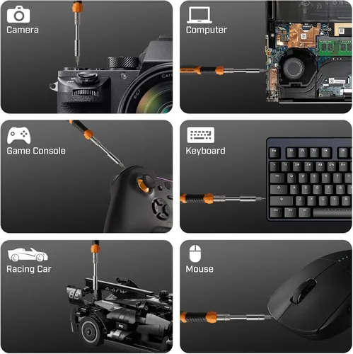 Miniatura 4 de IRONCUBE Juego de destornilladores de trinquete: kit de herramientas magnéticas de 56 piezas con estuche Naranja