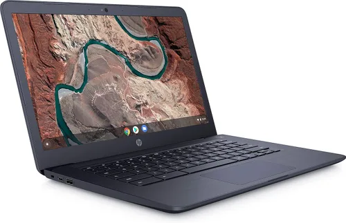 Miniatura 4 de HP Laptop Chromebook de 14 pulgadas con bisagra de 180 grados, pantalla táctil, procesador AMD Dual-Core A4-9120, 4 GB SDRAM, 32 GB de Azul Tinta*