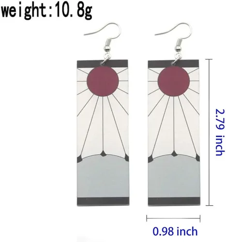 Miniatura 2 de Pendientes Tanjiro y Hanafuda, pendientes de acrílico, aretes de anime Kimetsu No Yaiba Cosplay