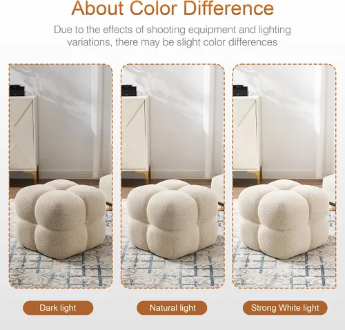 Miniatura 7 de Zesthouse Puf cuadrado otomano, moderna silla de tocador sin respaldo para dormitorio, taburete de lino beige, reposapiés tapizado para sofá, mesa