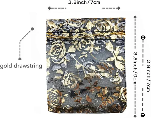 Miniatura 2 de QIANHAILIZZ Paquete de 100 bolsas de regalo de organza con forma de corazón de flores de 2.8 x 3.5 pulgadas, bolsa de regalo para dulces, bolsa