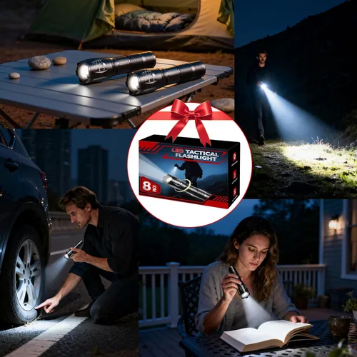 Miniatura 7 de Paquete de 8 linternas pequeñas potentes, 5 modos de linternas LED brillantes de alto lúmenes, mini linternas para el hogar, linterna