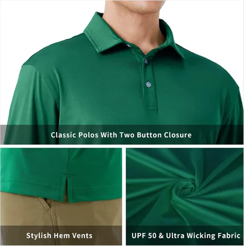 Miniatura 46 de NAVISKIN Camisas polo de manga larga para hombre, camisas de golf con cuello UPF 50 SPF para hombre, secado rápido, absorbe la humedad