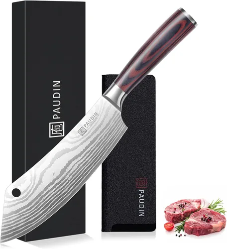 Miniatura 9 de PAUDIN - Cuchillo Santoku, cuchillo de chef de 5 pulgadas, cuchillo de cocina ultra afilado, cuchillo de chef japonés con funda, acero inoxidable