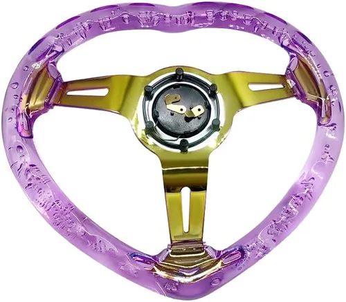 Miniatura 3 de Volante de carreras de acrílico universal con diseño en forma de corazón, apto para la mayoría de vehículos, autos de carreras, RZR, Club Car Púrpura