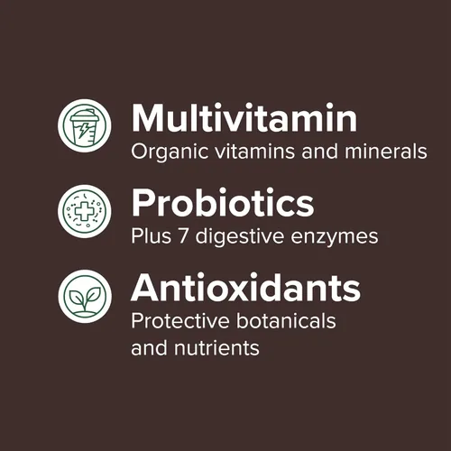 Miniatura 7 de Vibrant Health, Máxima vibrancia, batido de comidas vegano completo con proteína a base de plantas, trozo de chocolate, 15 porciones