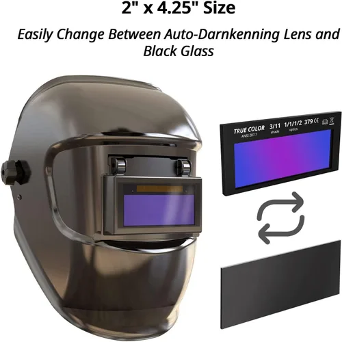 Miniatura 5 de Lente de soldadura HD de oscurecimiento automático, lente de filtro de soldadura de color verdadero de 2 x 4.25 pulgadas, con 2 piezas de repuesto