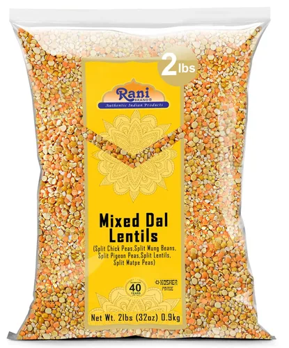Rani Dal mixto (Chana Dal, Moong Dal, Toor Dal, Masoor Dal, Urad Dal) 32 onzas (2 libras) 32.03 oz ~ Todo natural | Apto para gluten | Sin OMG |