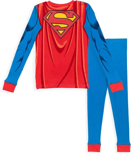 Miniatura 2 de DC Comics Justice League Batman Superman - Conjunto de pijama de 2 piezas camiseta de manga larga y pantalones