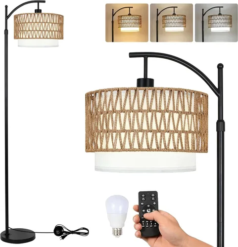 Miniatura 8 de AHDWDW Lámpara de Pie de Arco Dorado para Sala de Estar, Dormitorio, Lámparas de Pie Modernas Ajustables Únicas con Control Remoto, Lámpara de Pie