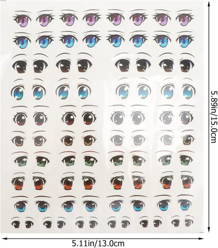 Miniatura 9 de EXCEART Calcomanías para ojos de muñeca con calcomanías de agua para cejas, 8 hojas de estilo mixto para bricolaje, muñeca de arcilla, maquillaje