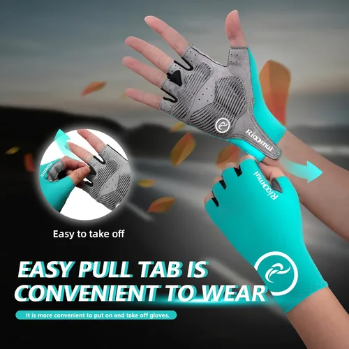 Miniatura 6 de Guantes de ciclismo para hombres y mujeres, guantes de ciclismo sin dedos, antideslizantes, 0.197 in, acolchados, absorben los golpes, transpirables