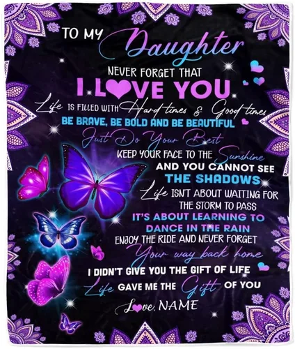 Miniatura 7 de Manta personalizada con texto en inglés «To My Daughter from Mom Dad Give You A Big Love Hug Butterfly Daughter Birthday»
